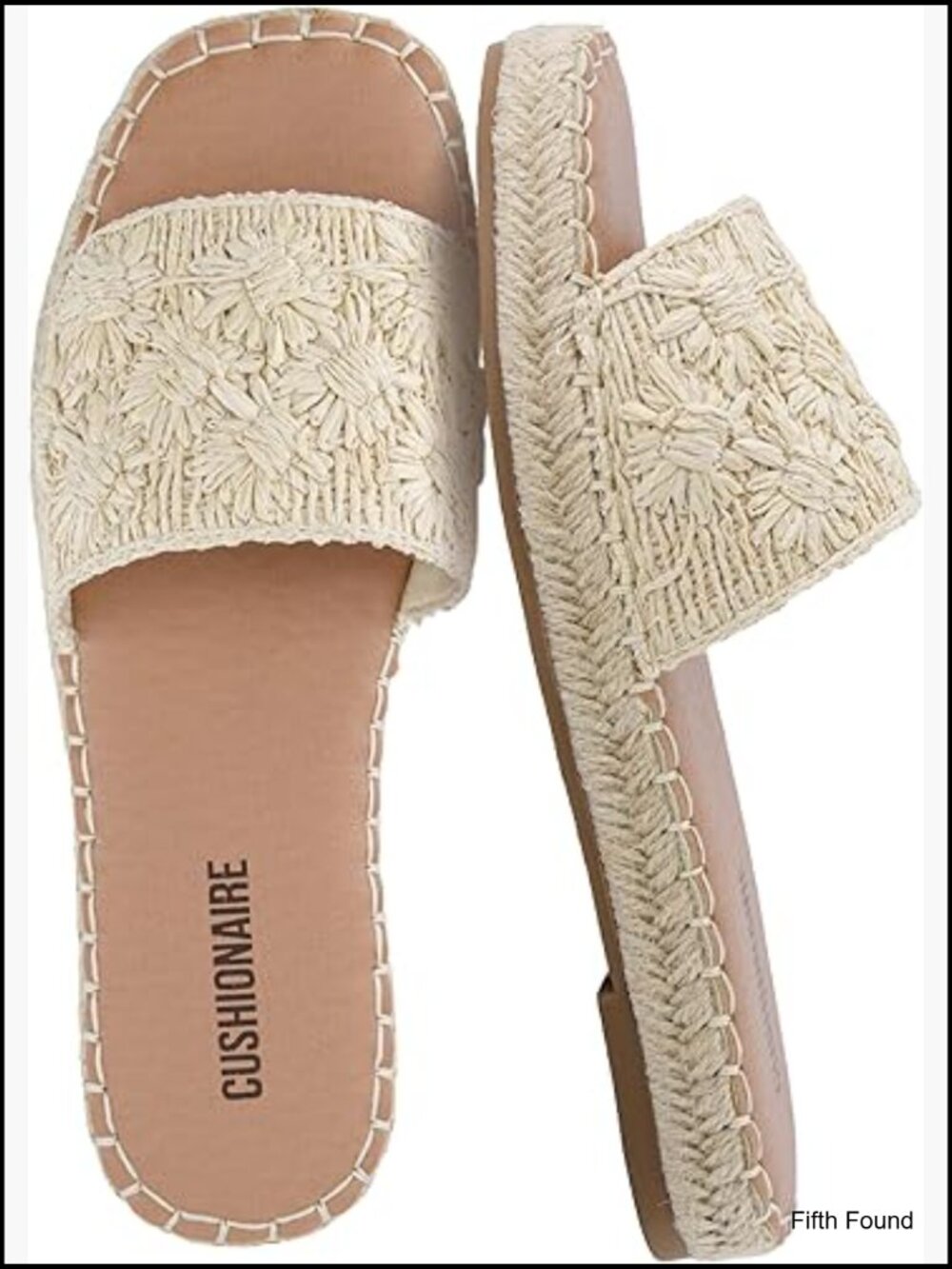 Woven Raffia Slide Sandals with Jute Sole and Memory Foam Cushioning - Picture 1 of 7
